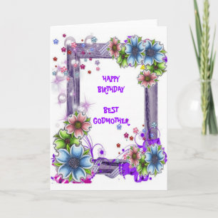 Floral Framed Godmother Card
