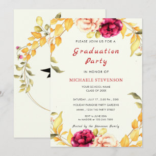 Floral Framed Graduation Invitations Example