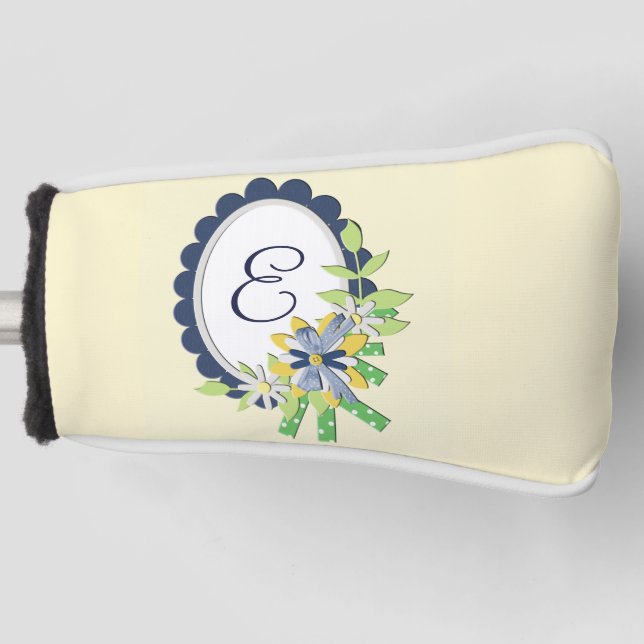 Floral Framed Monogrammed Putter Cover (Front)