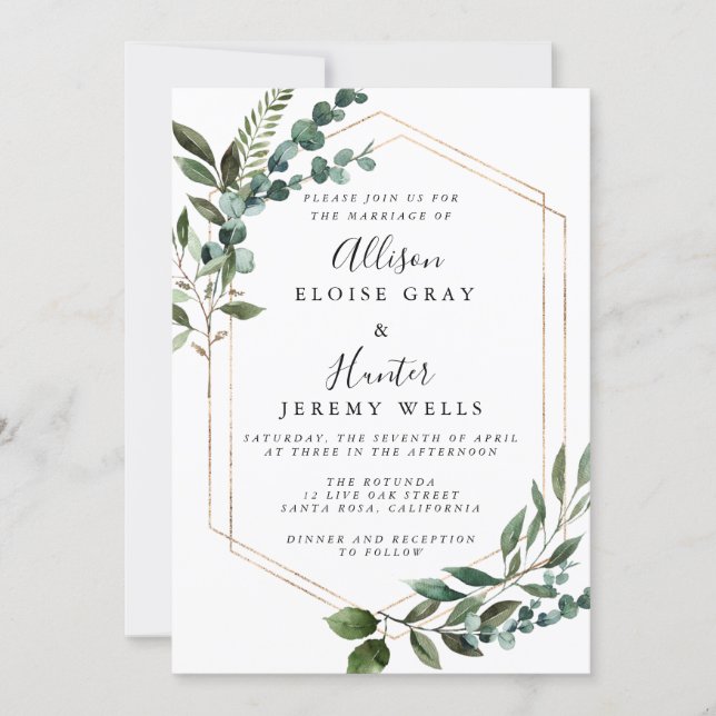 Floral Framed Wedding Invitation (Front)
