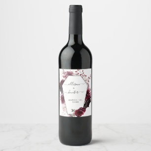 Floral Framed Wedding Wine Label