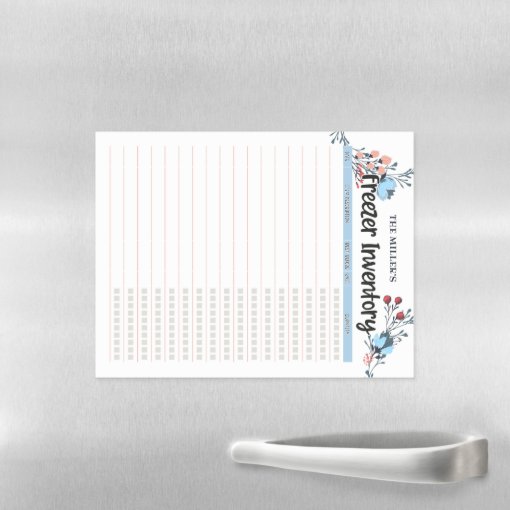Floral Freezer Inventory Blue Dry Erase Sheet Zazzle