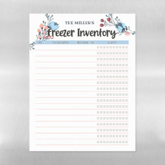 Floral Freezer Inventory Blue Magnetic Dry Erase Sheet
