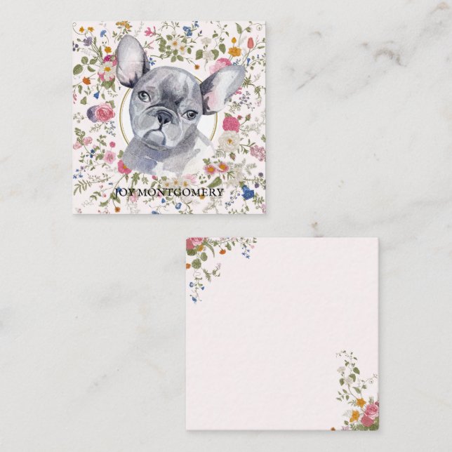 Floral French Bulldog Dog Mom Notecard (Front/Back)