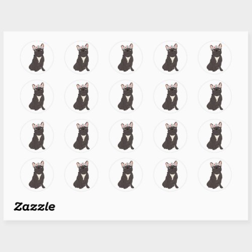 Floral French Bulldog Lovers Black Frenchie Dog Classic Round Sticker