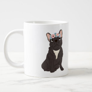 Floral French Bulldog Lovers Black Frenchie Dog Giant Coffee Mug