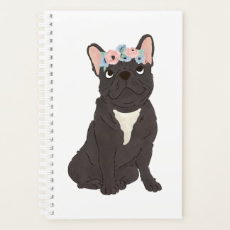 Floral French Bulldog Lovers Black Frenchie Dog Planner