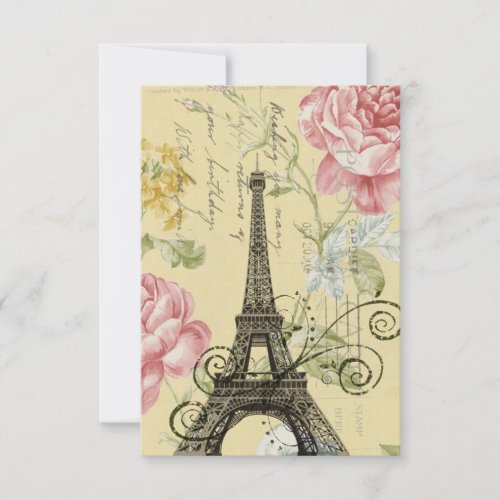 floral french Eiffel Tower Parisian birthday party Invitation