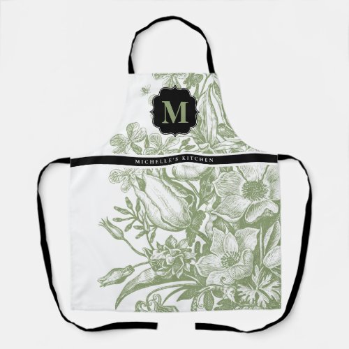 Floral French Farmhouse Monogram Apron