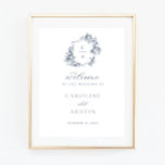 Floral French Roses Crest Wedding Welcome Sign at Zazzle