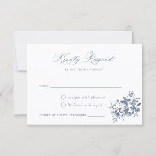 Floral French Roses Vintage Crest Wedding RSVP Invitation