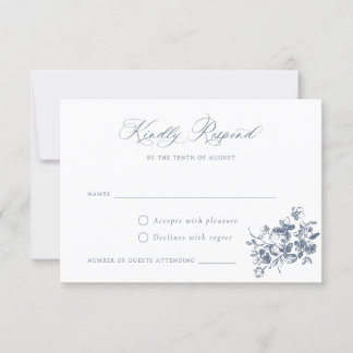 Floral French Roses Vintage Crest Wedding RSVP Invitation