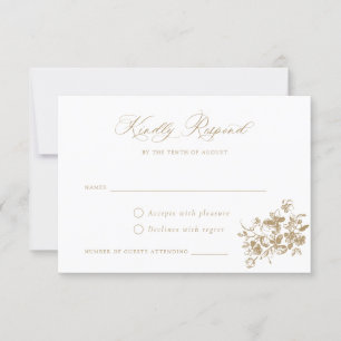 Floral French Roses Vintage Crest Wedding RSVP Invitation