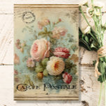 Floral French Vintage Blue Pink Ephemera Decoupage Tissue Paper