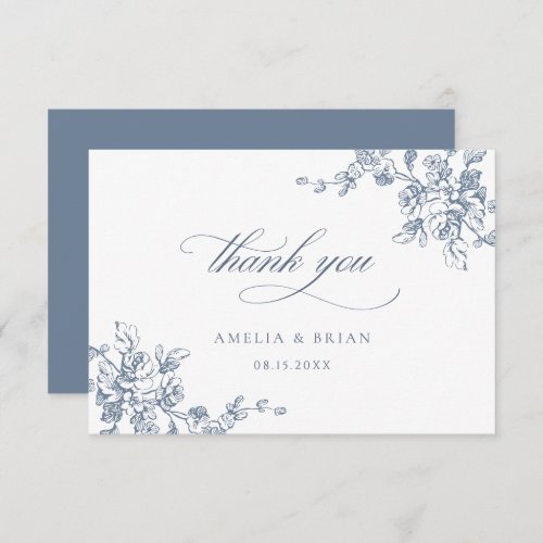 Floral French Vintage Elegant Wedding Thank You Card