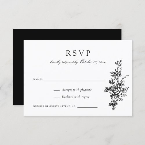 Floral French Vintage Toile Wedding RSVP Invitation