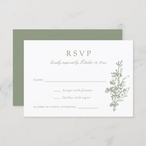 Floral French Vintage Toile Wedding RSVP Invitation