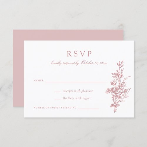 Floral French Vintage Toile Wedding RSVP Invitation