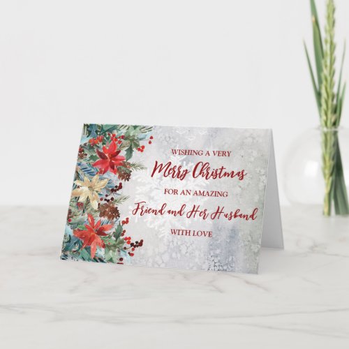 Floral Friend and Her Husband Christmas Card