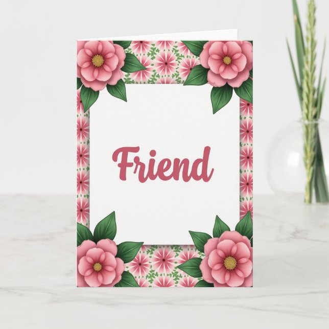 Floral Friend Day Greeting Card (Front)