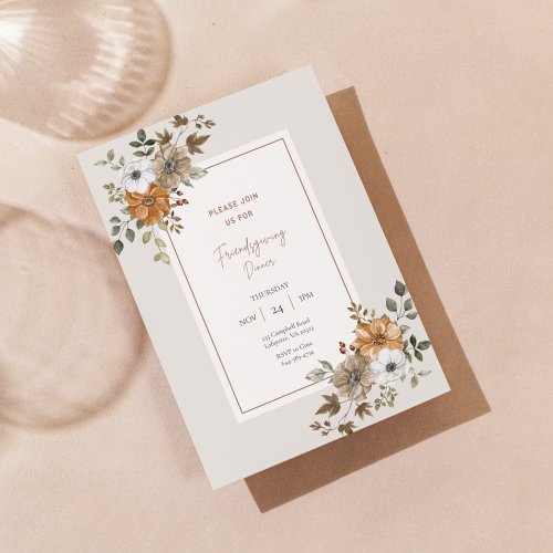 Floral Friendsgiving Dinner Invitation Template