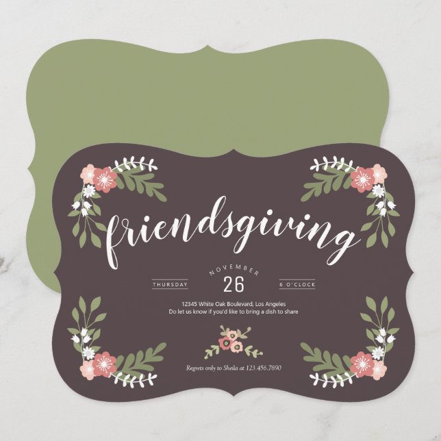 Floral Friendsgiving Holiday Invitation (Front/Back)