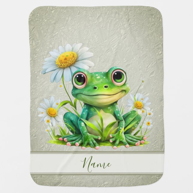 Floral Frog Baby Blanket (Front)