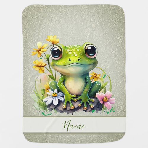 Floral Frog Baby Blanket