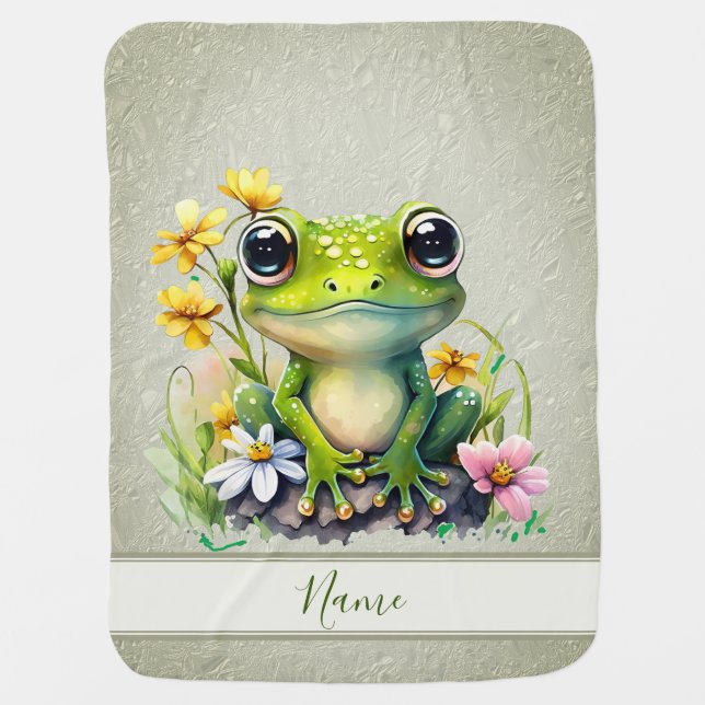 Floral Frog Baby Blanket (Front)