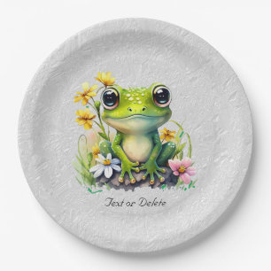 Floral Frog Paper Plate