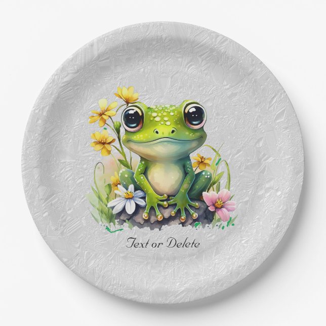 Floral Frog Paper Plate (Front)