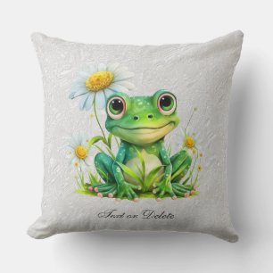 Floral Frog Throw Pillow