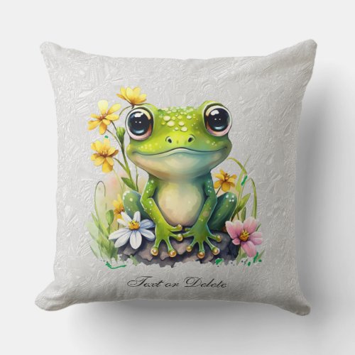 Floral Frog Throw Pillow