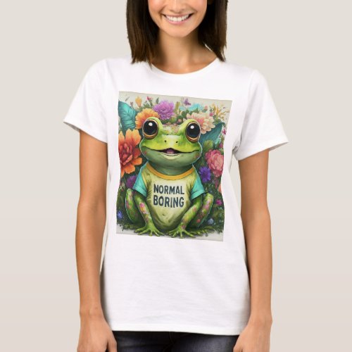 Floral Frog Watercolor Normal Is Boring T_Shirt