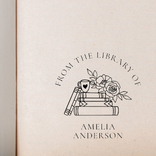 Floral From the Library of Custom Name Self-inking Stamp