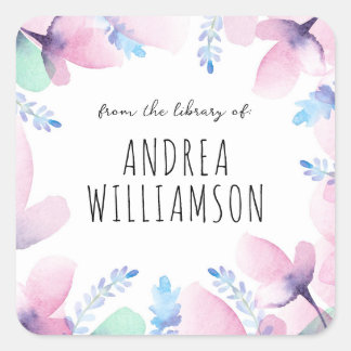 Floral From The Library of Square Sticker