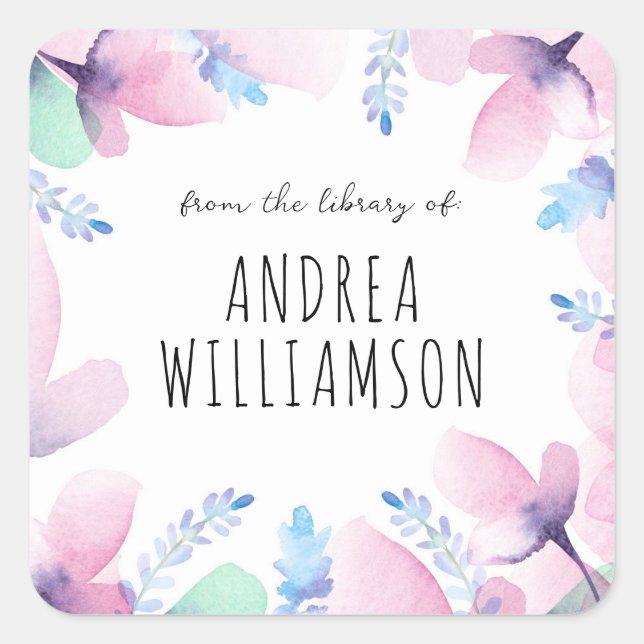 Floral From The Library of Square Sticker (Front)