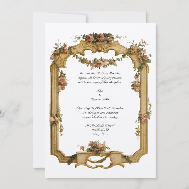Floral & Fruit Baroque Rococo Color Wedding Invitation (Front)