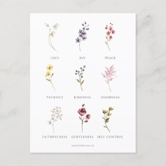Floral Fruit of the Spirit Galatians 5 Postcard
