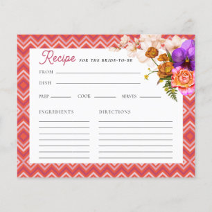 Floral Fuchsia Bridal Shower Recipe Card