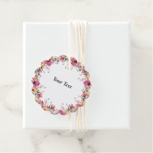 Floral Fuchsia Peonies Scalloped Favor Tags