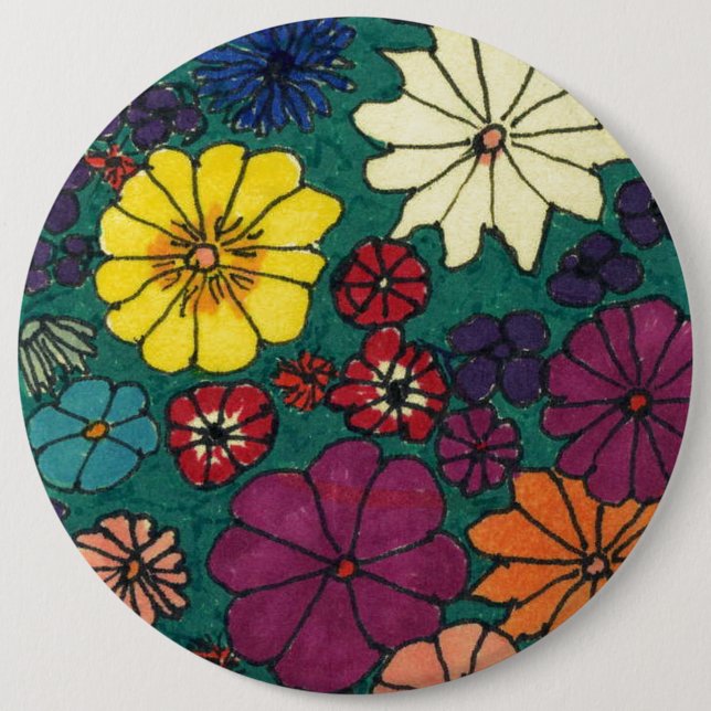 "Floral Fun" Abstract Art Button (Front)