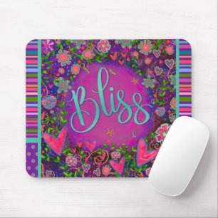 Floral Fun Bliss Modern Stripe Inspirivity Mouse Pad
