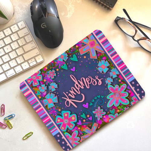 Floral Fun Kindness Stripe Inspirivity Mouse  Mouse Pad