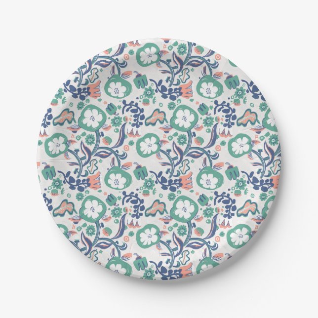 Floral Fun Print Paper Plates (Front)