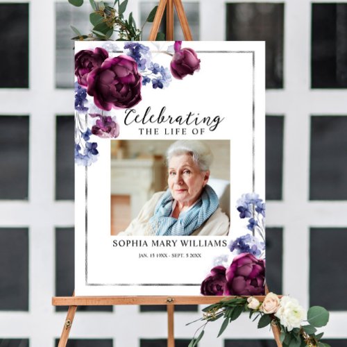 Floral Funeral Celebration of Life Welcome Sign