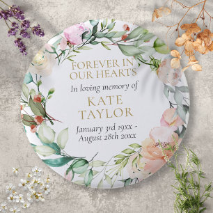 Floral Funeral Memorial Forever In Our Hearts Button