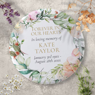 Floral Funeral Memorial Forever In Our Hearts Button