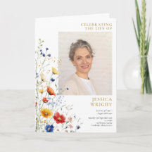 Floral Funeral Memorial Order Of Service Folded