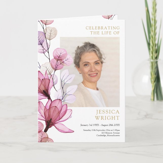 Floral Funeral Memorial Order Of Service Folded Program (Front)